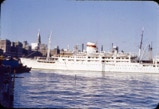 Russian ship docked on 24th Street, Manhattan, after bringin Nikita Khrushshev to UN mission, 1960.