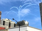 Blue Angles precision flying creat clover in the sky.